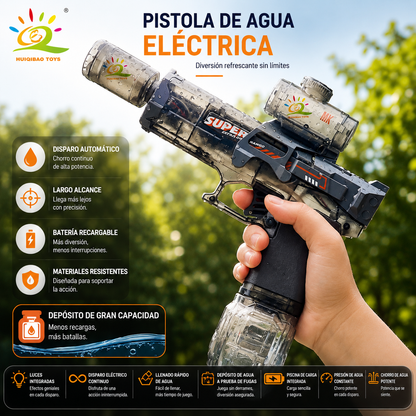 AquaBattleX™ Pistola de Agua Eléctrica Recargable con Luces LED | HydroJet Alta Presión para Niños y Adultos
